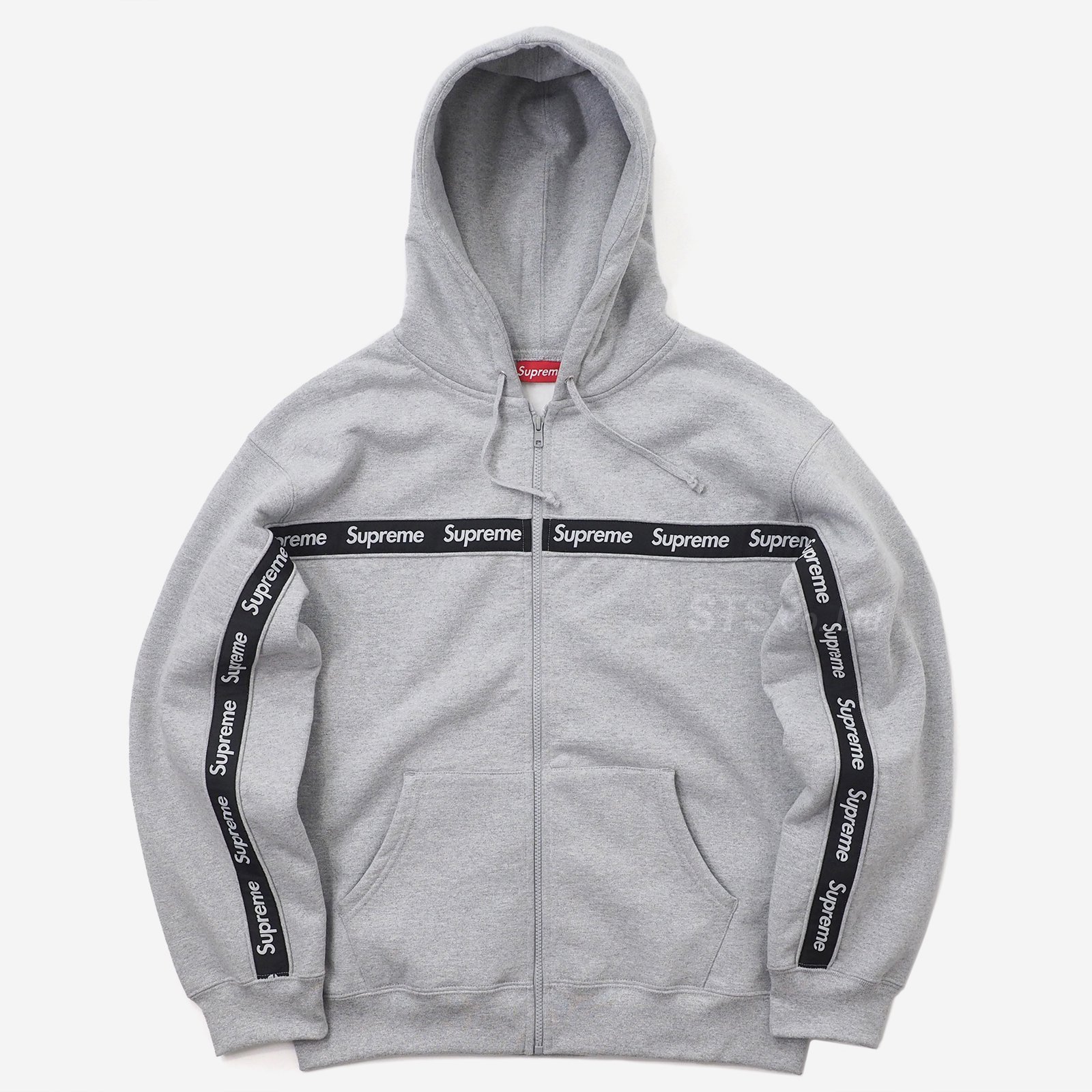 Supreme Text Stripe Zip Up Hooded