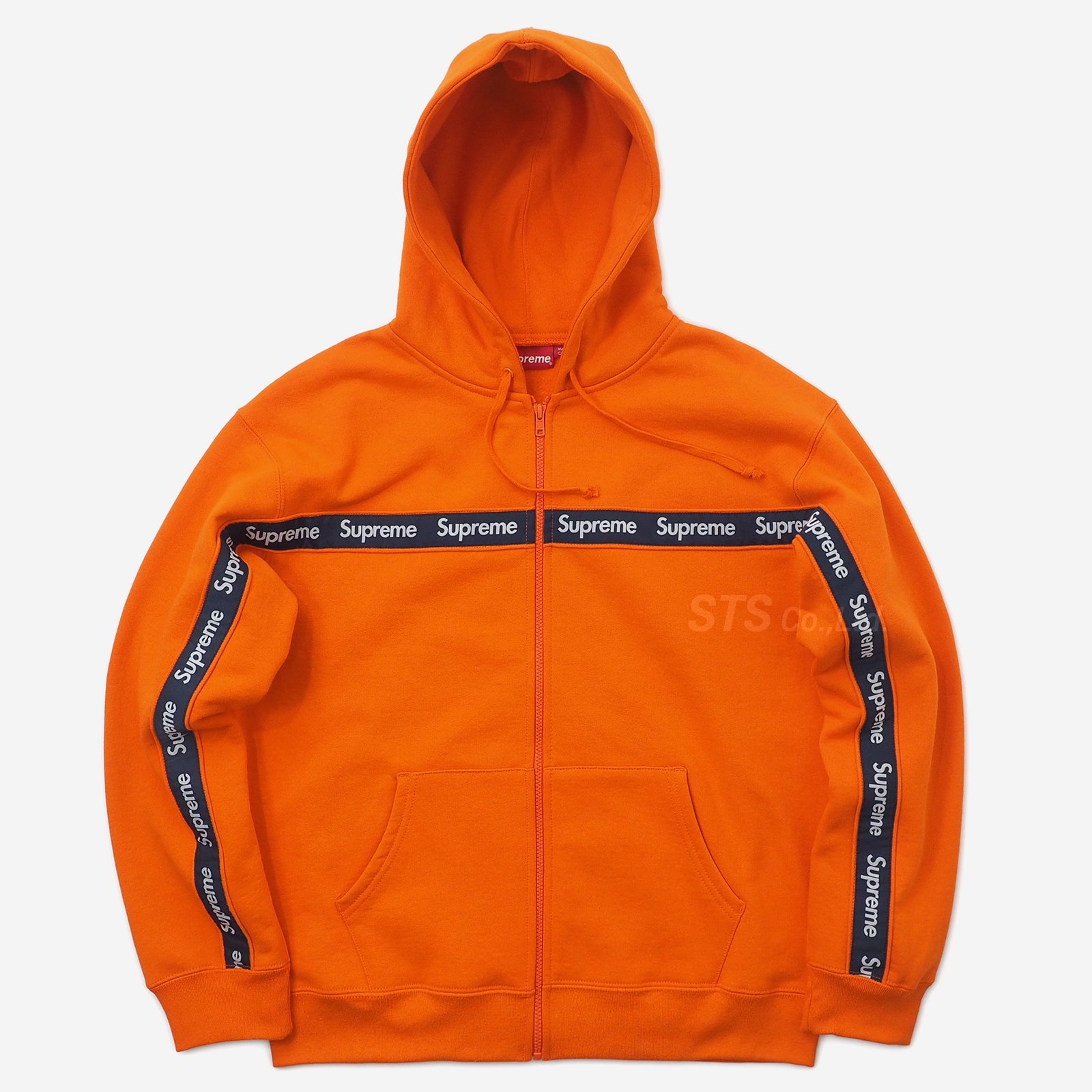 Supreme Text Stripe Zip Up Hooded