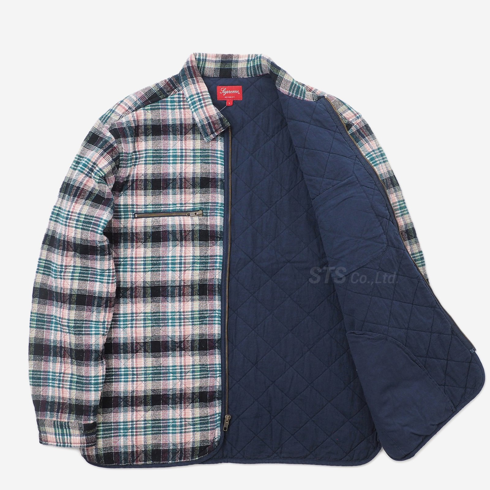 supreme Quilted Plaid Zip Up Shirt Mサイズ