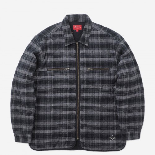 Supreme - Quilted Plaid Zip Up Shirt