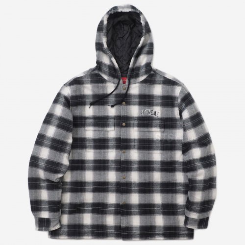 Supreme - Quilted Hooded Plaid Shirt