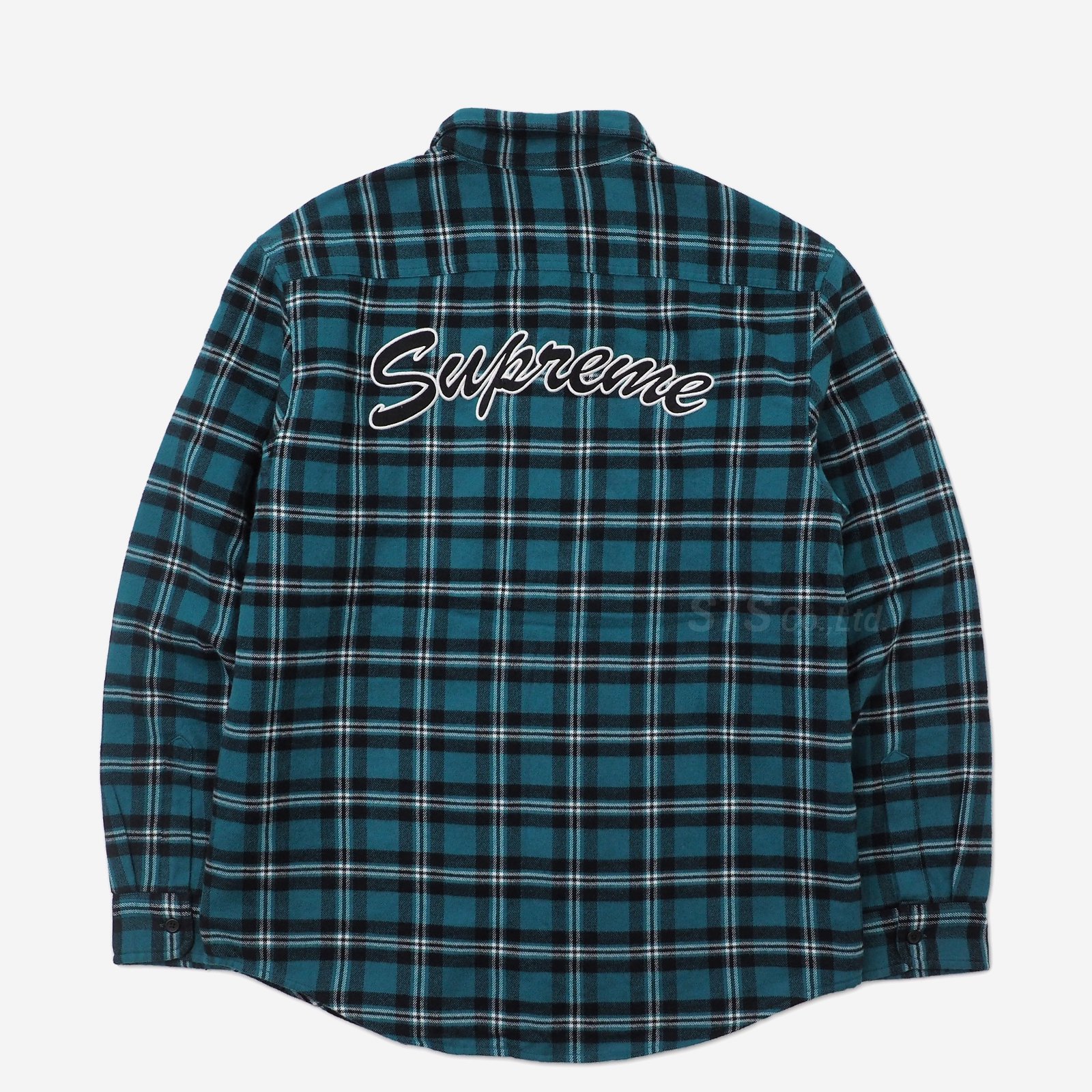 S Supreme Arc Logo Quilted Flannel Shirt