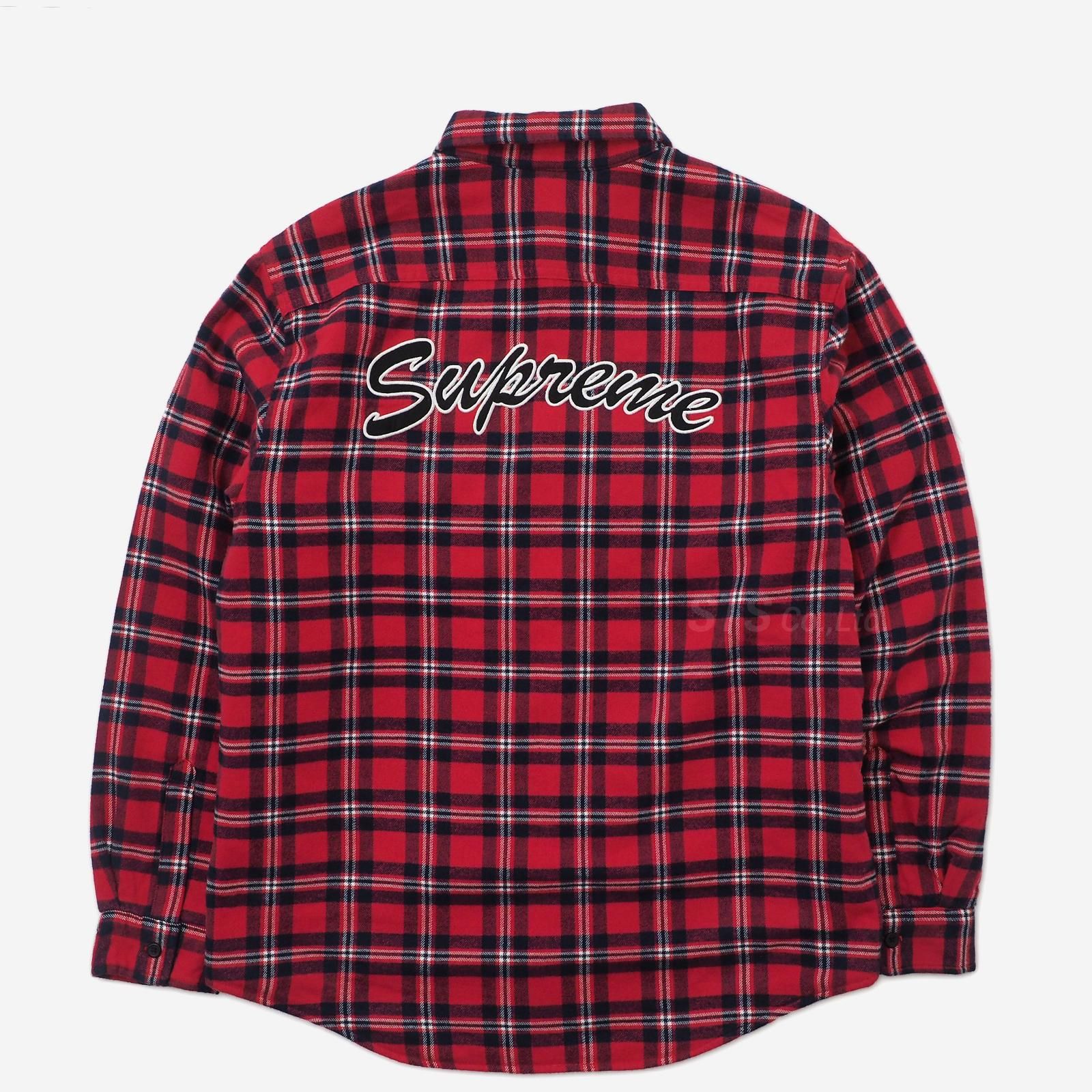 カーキ×インディゴ 新品未使用Supreme Quilted Plaid Flannel Shirt