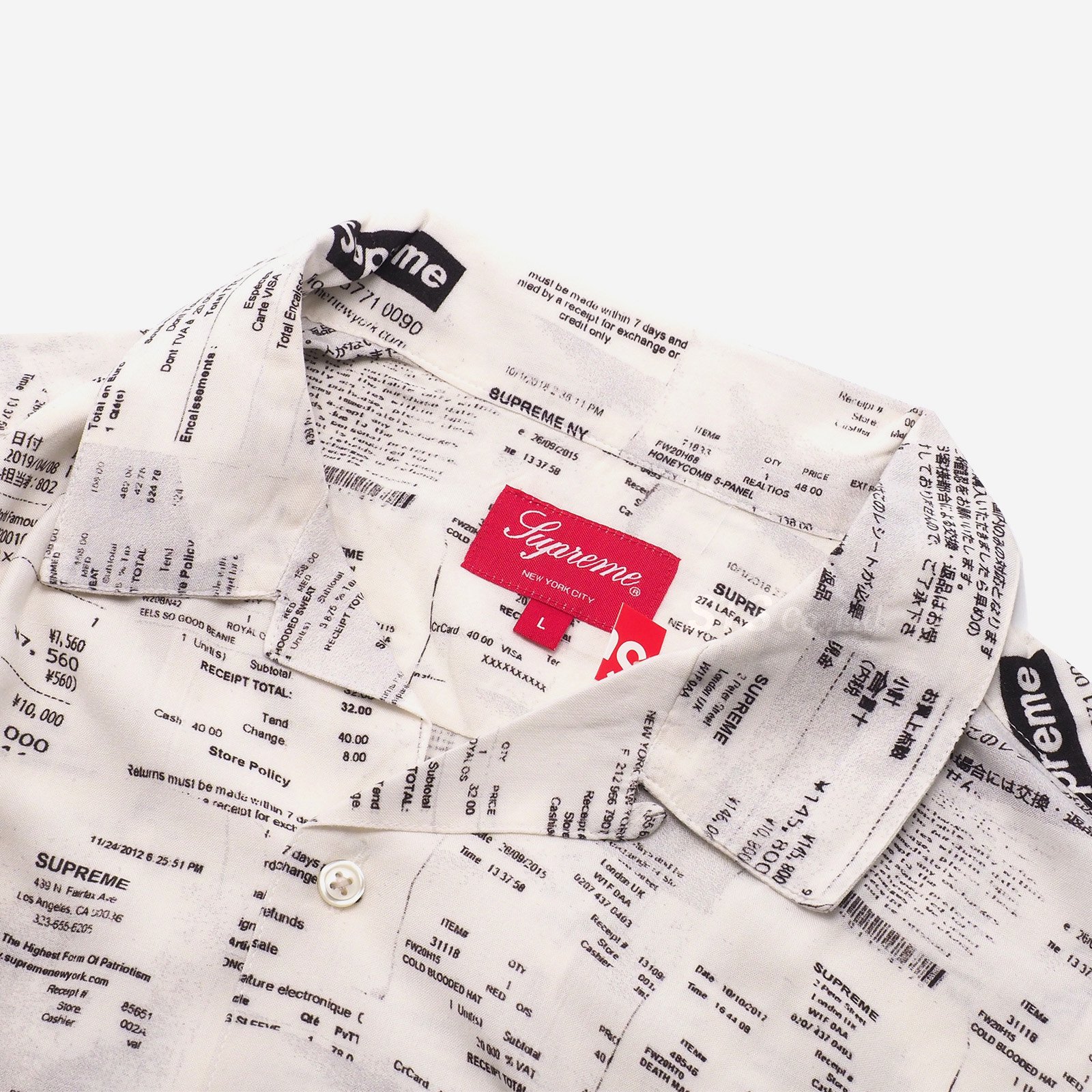 新品 Supreme Receipts Rayon XL 白の+findlamour.com