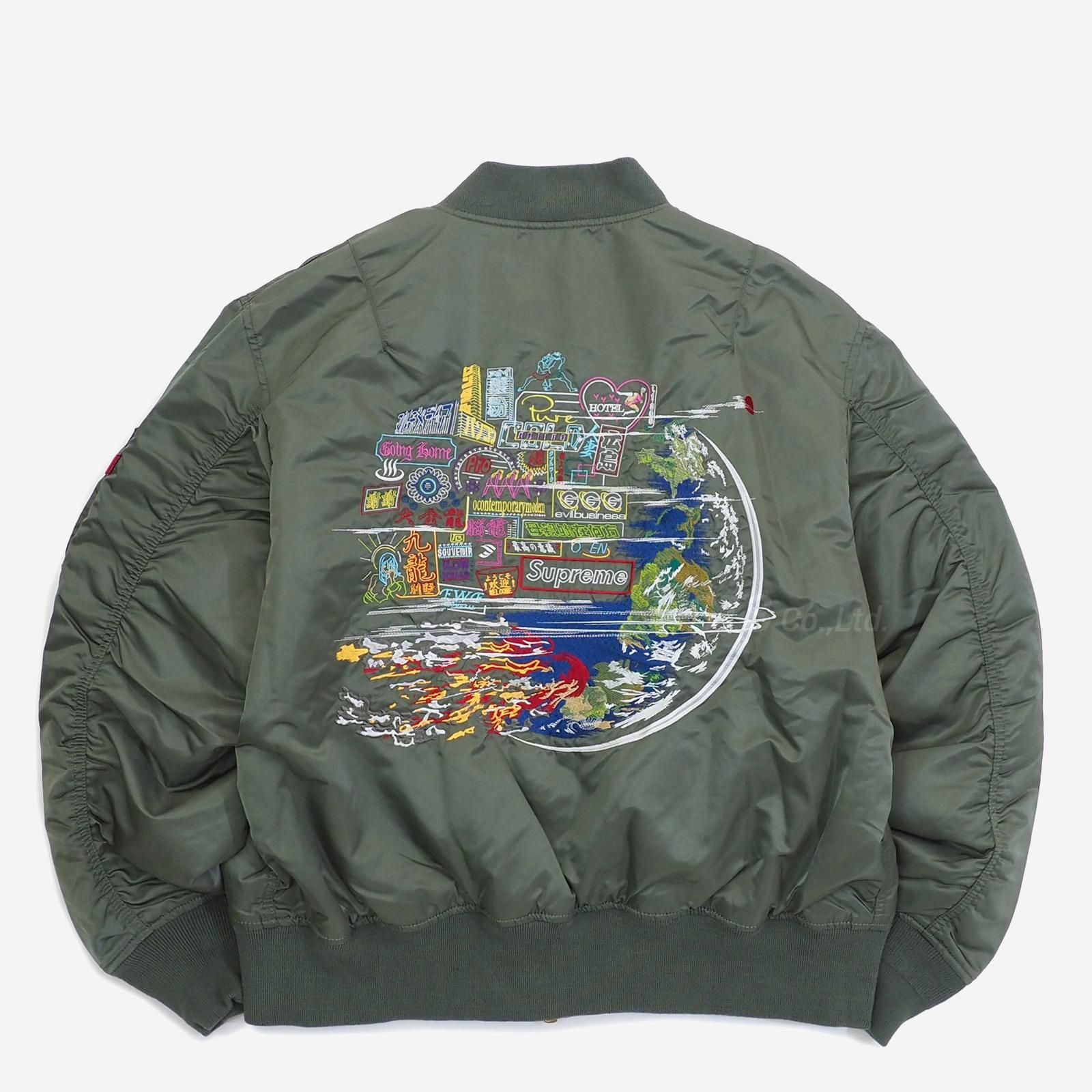 美品　Supreme Globe MA-1 オリーブ