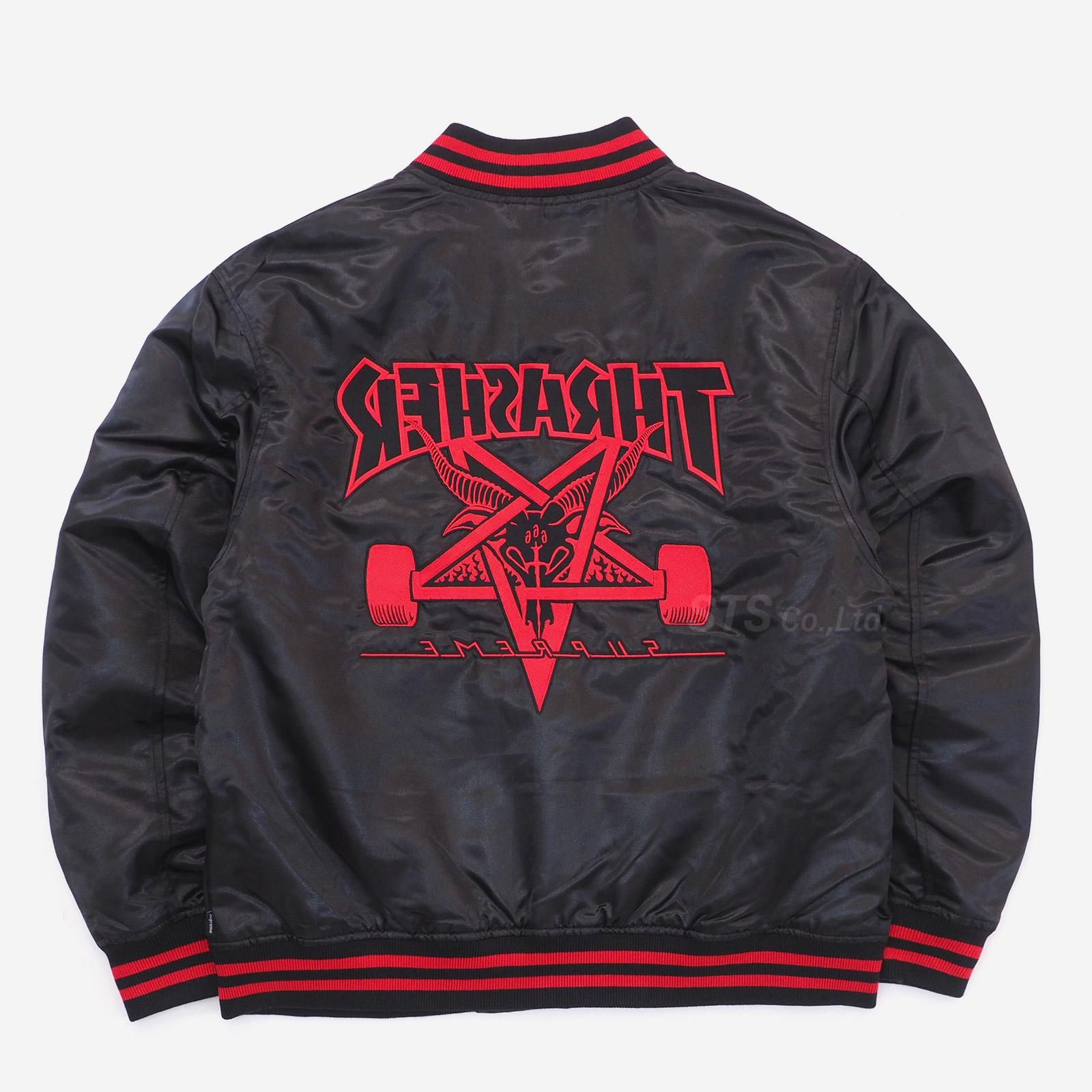 スタジャンsupreme thrasher satin varsity jacket L - スタジャン