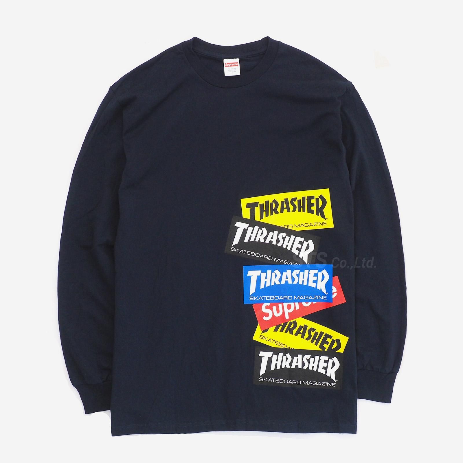 Supreme Thrasher Multi Logo L/S Tee NAVY | www.jarussi.com.br