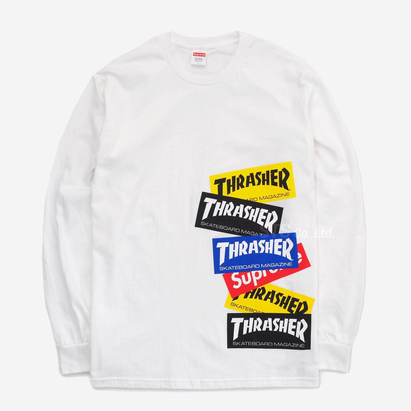 SUPREME シュプリーム 21AW×Thrasher スラッシャー Multi logo L/S Tee ロンT ロングスリーブカットソー グレー