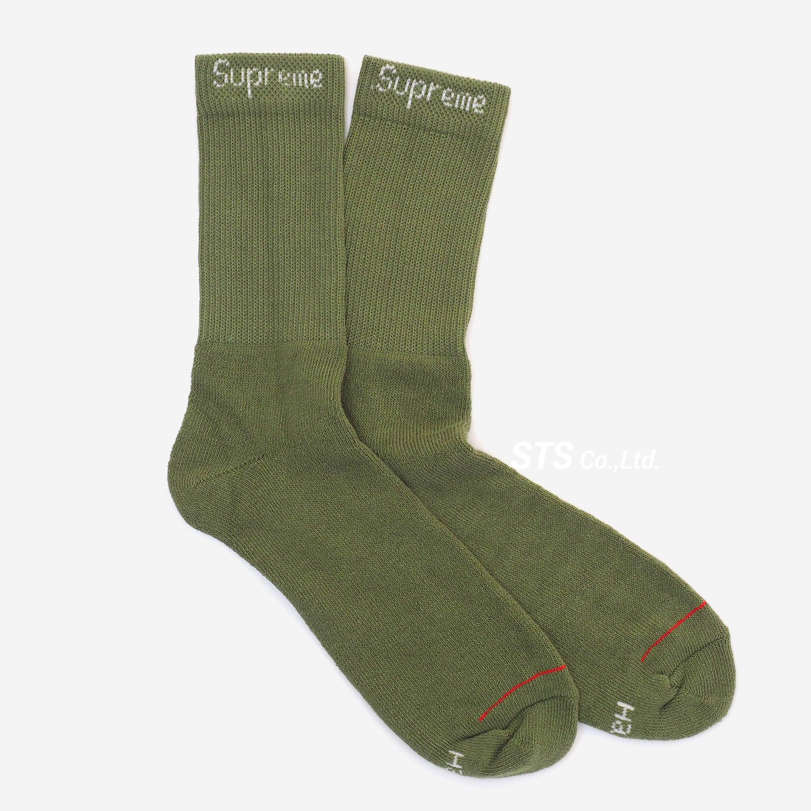 Supreme/Hanes Crew Socks (4 Pack) - Olive - ParkSIDER