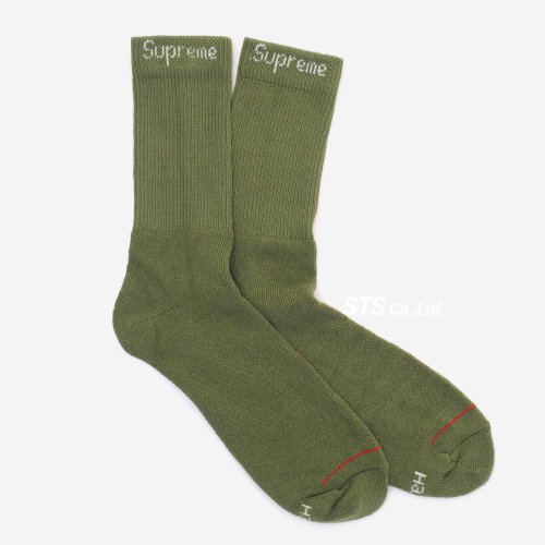 Supreme/Hanes Crew Socks (4 Pack) - Olive