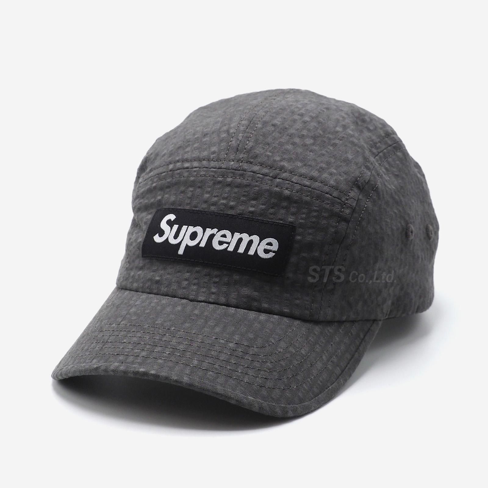 Supreme Washed Seersucker Camp Cap - BLACK - SS22 - USED - LIGHT WEAR