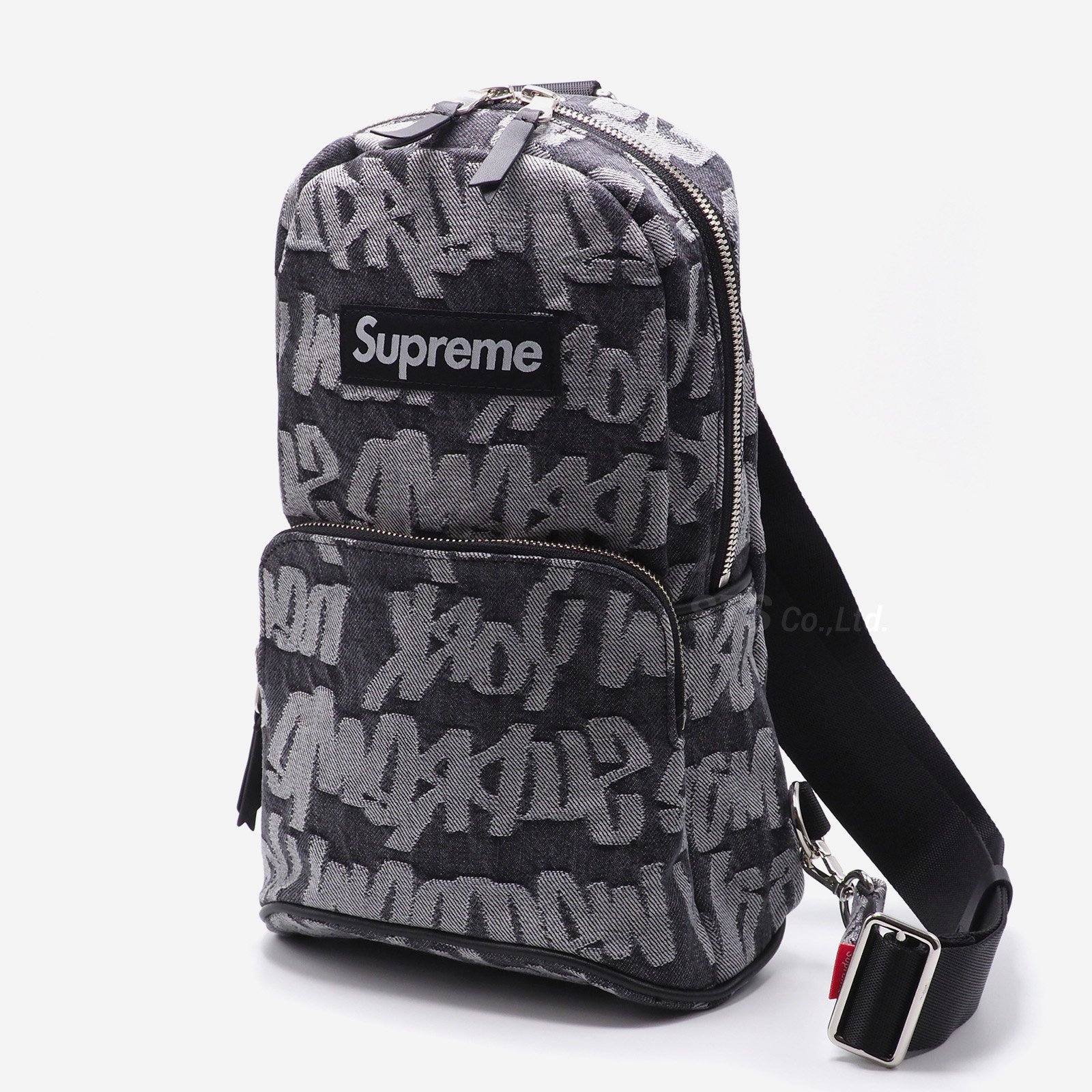 Supreme Fat Tip Jacquard Denim Sling Bag Black - SS22 - GB