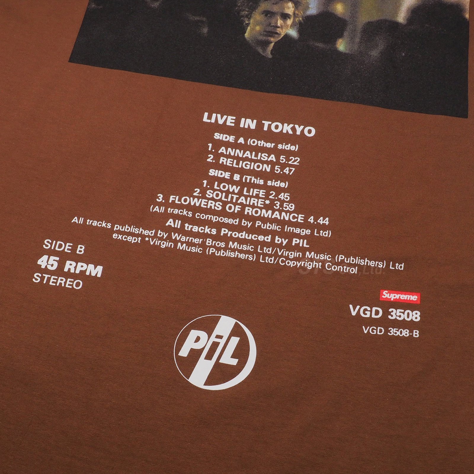 Supreme / PiL Live In Tokyo Tee XL