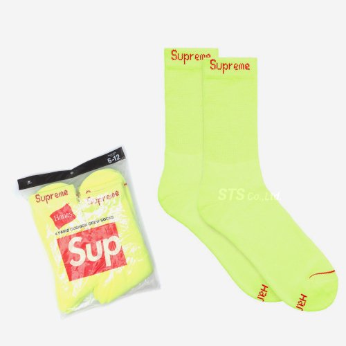Supreme/Hanes Crew Socks (4 pack) - Fluorescent Yellow