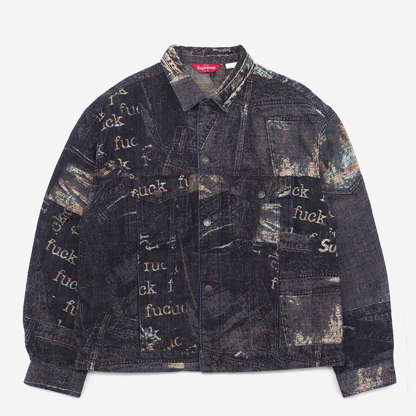 SUPREME シュプリーム 22AW Script Jacquard Denim Trucker Jacket スカリプト ジャガード Gジャン デニムジャケット S 正規品 / 30301