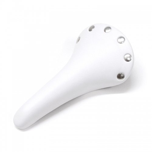 Selle San Marco - Regal Saddle-Carbon Steel Rails  [White Smooth Leather/Silver Rivets]