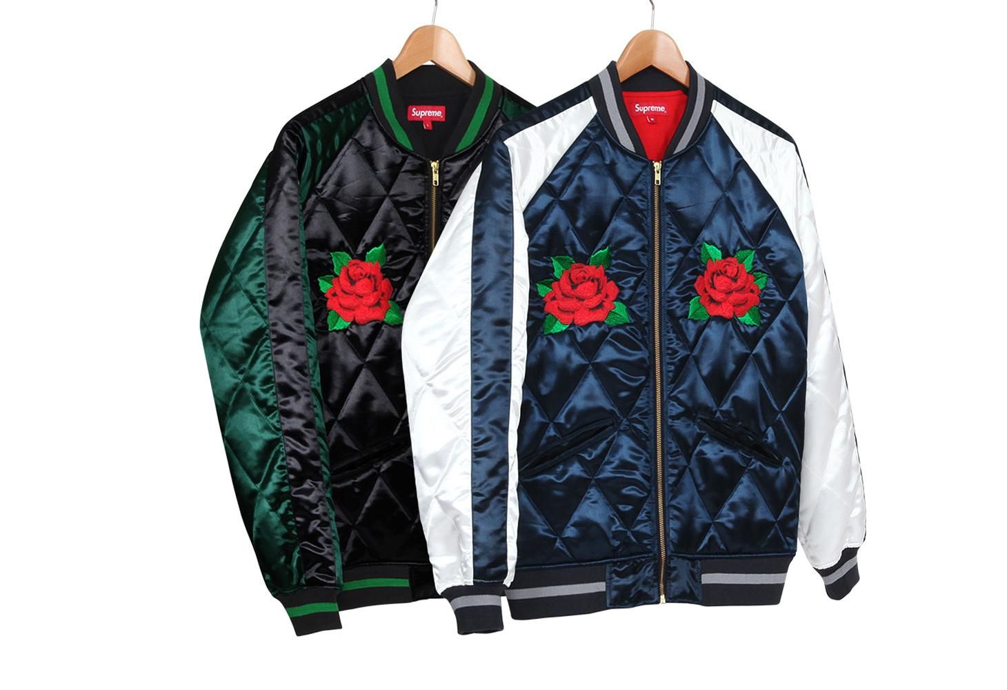 supreme quilted satin bomber jacket身幅56