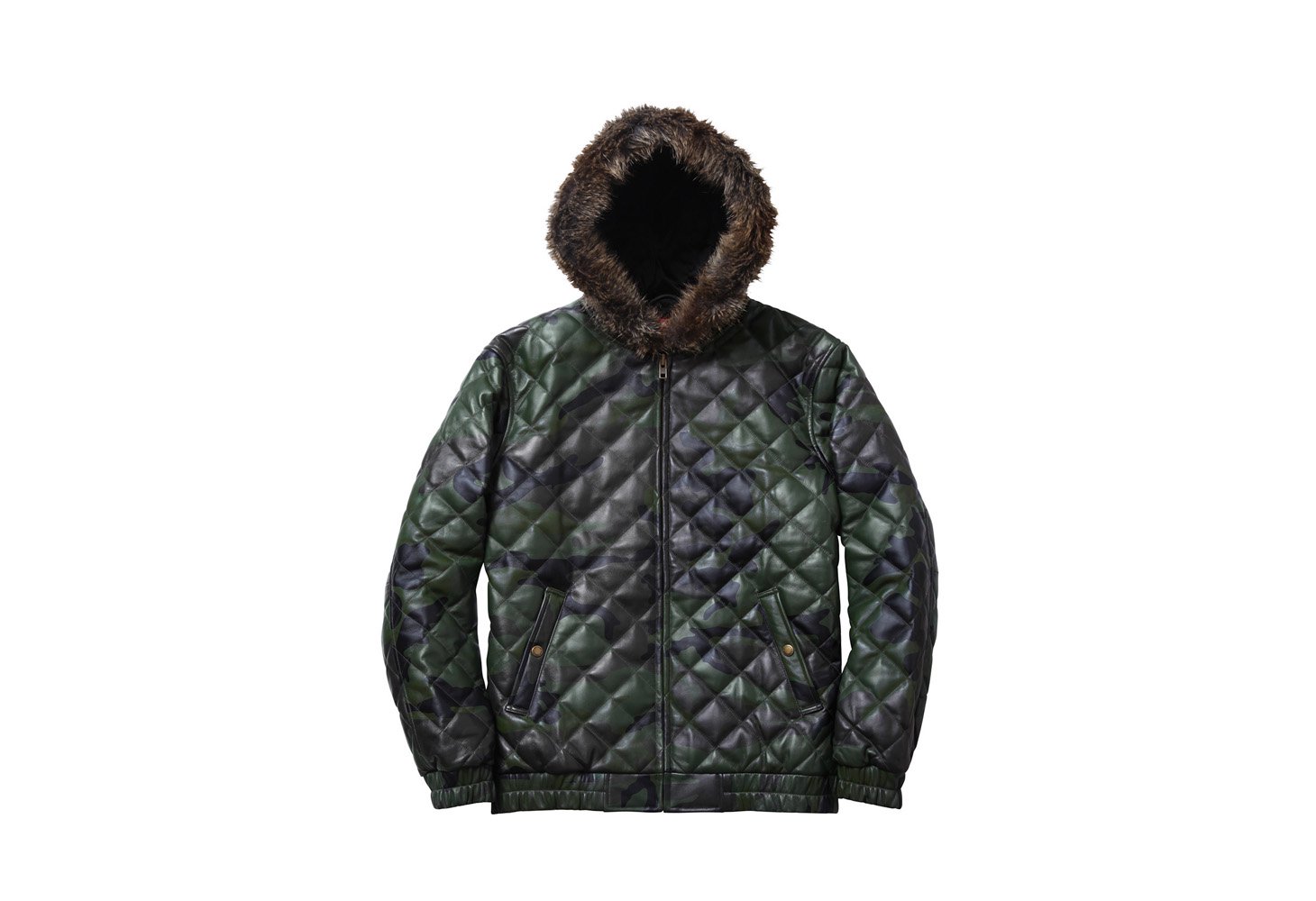 Supreme Quilted Leather Hooded Jaket