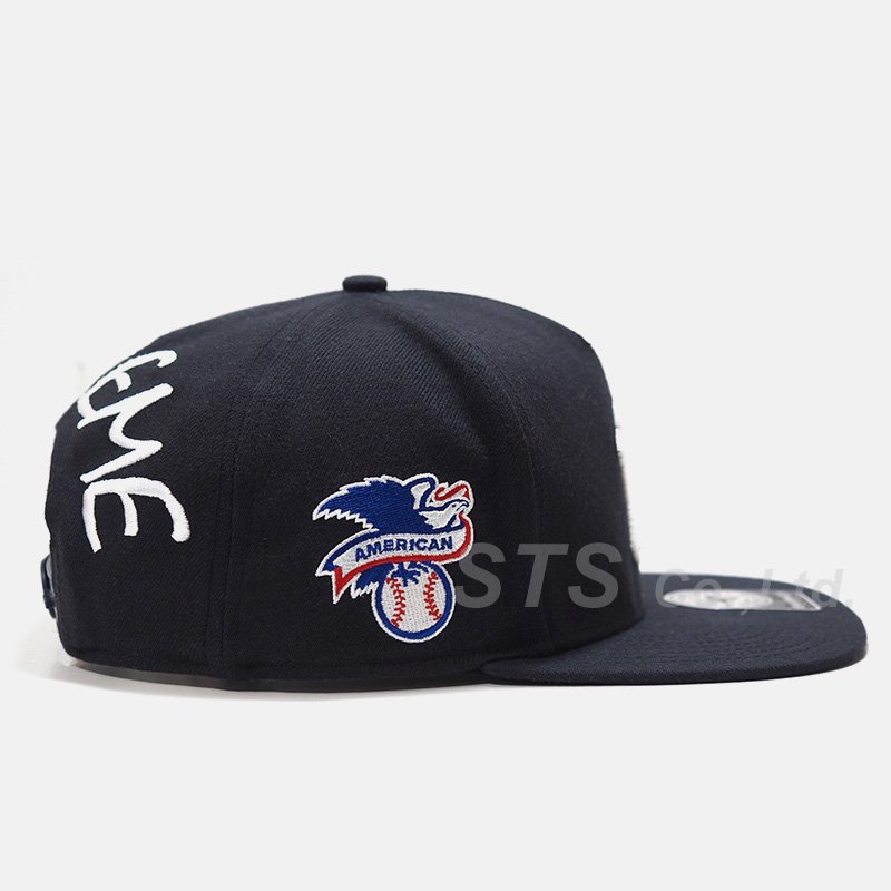 SUPREME シュプリーム 15SS ×New York Yankees×'47 BRAND 5-Panel Snapback Cap ×ニューヨークヤンキース×47ブランド ロゴ刺繍スナットバック5パネルキャップ 帽子 レッド