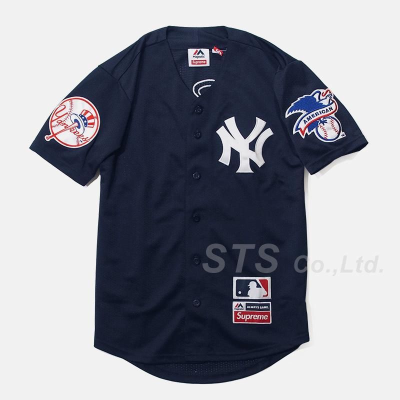 SS15 SUPREME X MAJESTIC NEW YORK YANKEES JERSEY NAVY Large New