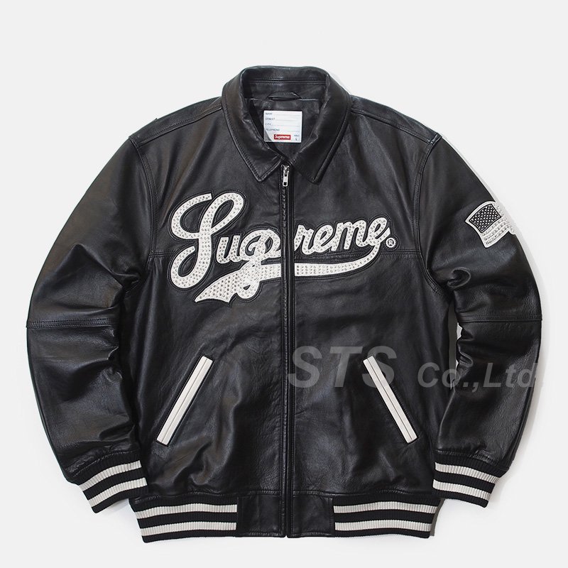 supreme leather varsity jacket 赤 Sサイズ