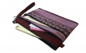 【送料無料】カレン手織り布の3つファスナーポーチL（RP）