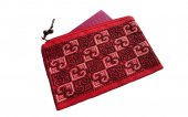 モン（Hmong）刺繍の赤いポーチ（RWB）