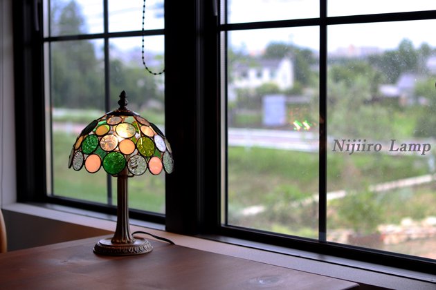 【Nijiiro Lamp｜ニジイロランプ】 ステンドグラステーブルランプ　Nijiiro Bowl green ニジイロボウル グリーン
