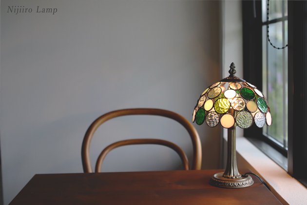 【Nijiiro Lamp｜ニジイロランプ】 ステンドグラステーブルランプ　Nijiiro Bowl green ニジイロボウル グリーン