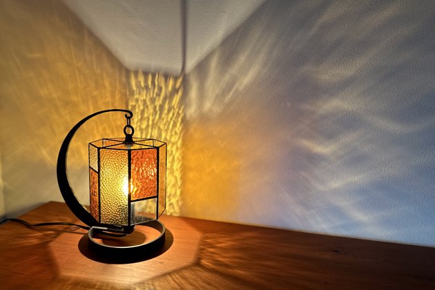 【Nijiiro Lamp｜ニジイロランプ】 ステンドグラスの テーブルランプ Circle clear amber サークルクリア アンバー