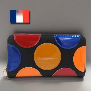 フランス直輸入　SyStyle Paris　ドットデザインの長財布　オレンジ　フェイクレザー　日本未発売　送料無料の商品画像