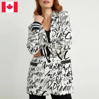 洗練されたデザインとストレスフリーな着心地のジョセフリブコフのジャケット！カナダ製で高品質な【白×黒】の英字プリントはコーディネートにアクセントを加えてくれる一着です。 の商品画像