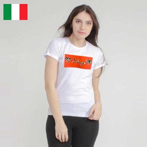 イタリア直輸入　イタリア製　白Tシャツ　コットン100％　【オレンジP】　アニマルロゴプリント　日本未発売　送料無料の商品画像