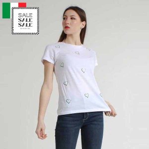 再入荷　イタリアメーカー直輸入　イタリア製　Tシャツ　メタリックハートプリント　【白】　日本未発売　送料無料の商品画像
