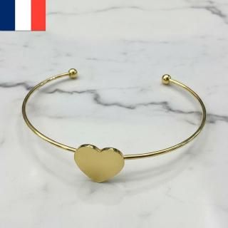 魅惑のパリ直輸入!大人の女性へ贈るキュートなゴールド ハートブレスレット。**錆びずに変色しない!**金属アレルギー対応のステンレス製で耐久性抜群。フリーサイズでギフトに最適!の商品画像