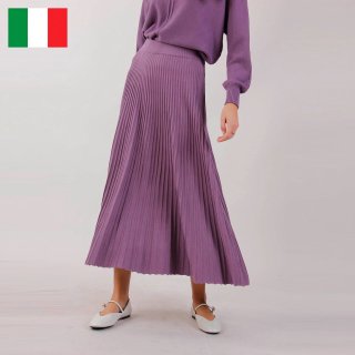 【魅惑のロングニットスカート】イタリア直輸入で素材やデザインにこだわりあり！女性らしさを引き立てる【モーブカラー】が魅力的。サイズフリーや伸縮性ありで着心地も抜群！の商品画像