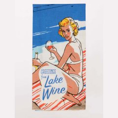 【Blue Q（ブルーキュー）】ディッシュタオル「Lake Wine」シルクスクリーン印刷