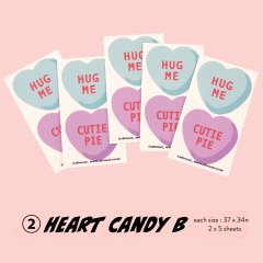 2 Heart Candy B-(１パック5シート：２パックから購入可能)韓国シール/afrocat ポイントステッカー