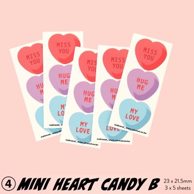 4 Mini Heart Candy B(１パック5シート：２パックから購入可能)韓国