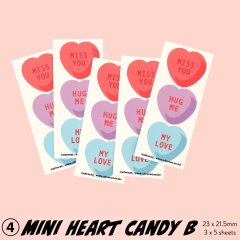  4 Mini Heart Candy B(１パック5シート：２パックから購入可能)韓国シール/afrocat ポイントステッカー
