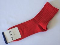 RoToTo（ロトト）　　LINEN COTTON RIBBED ANKLE リネン＆コットンアンクルソックス RED