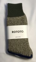 RoToTo（ロトト）　　ダブルフェイスクルーソックス シルク＆コットン靴下 OLV/D.KKI