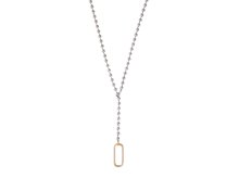 <24 pre spring>  Plain rectangular ball chain necklace