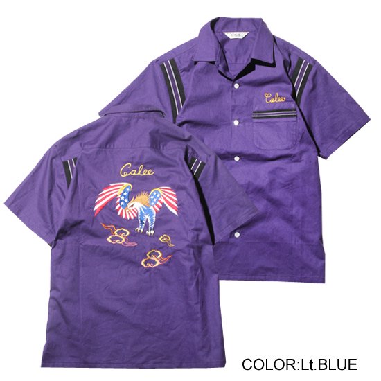 CALEE 【SALE】EAGLE EMBROIDERY S/S BOWLING SHIRT