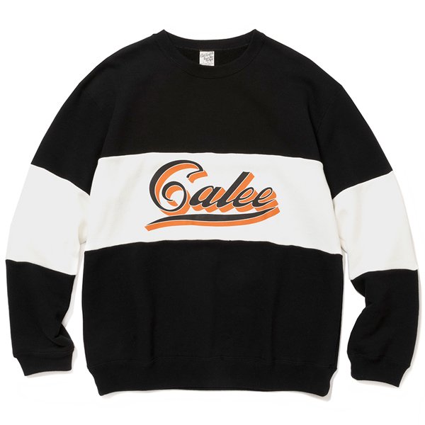 CALEE/キャリー】CALEE LOGO CONTRASTING FABRIC CREW NECK SWEAT