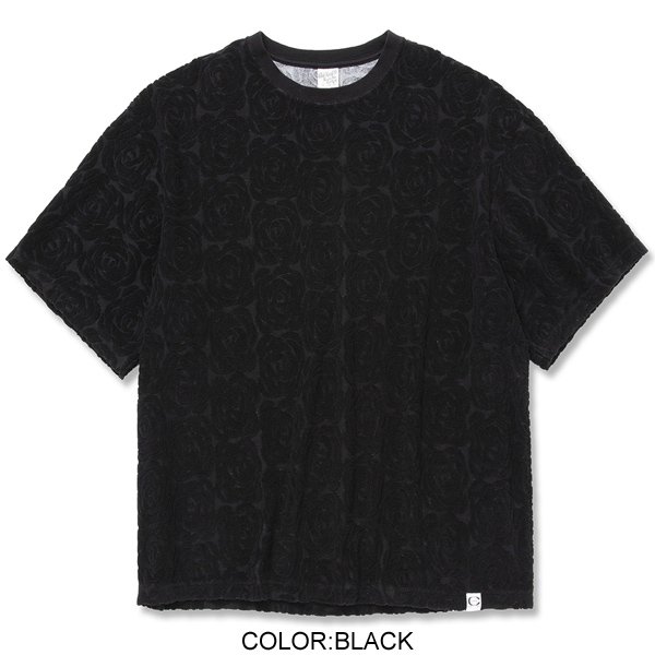CALEE/キャリー】ROSE PATTERN PILE JACQUARD OVER SILHOUE T-SHIRT ...