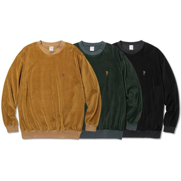 CALEE/キャリー】CAL LOGO EMBORIDERY VELOUR CREW NECK SWEAT【クルー