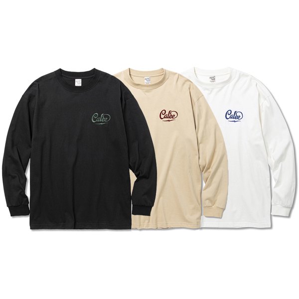 CALEE】DROP SHOULDER CALEE LOGO EMBROIDERY L/S T-SHIRT【ワイド