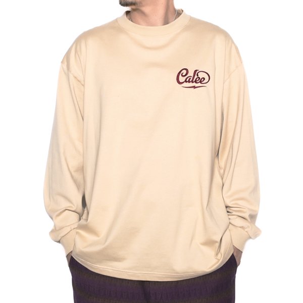 CALEE】DROP SHOULDER CALEE LOGO EMBROIDERY L/S T-SHIRT【ワイド