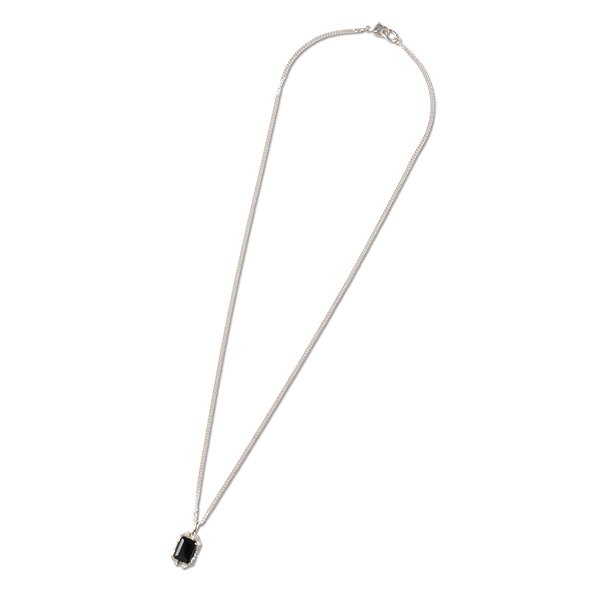 【CALEE】CUT STONE SILVER NECKLACE (black cubic)【ネックレス】
